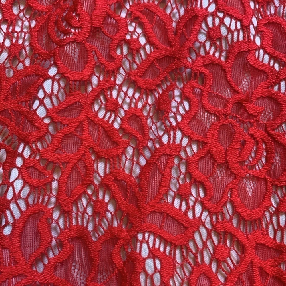 Mi Ami Sleeveless Fit & Flare Red Floral Lace Dress Women’s M - Picture 5 of 13